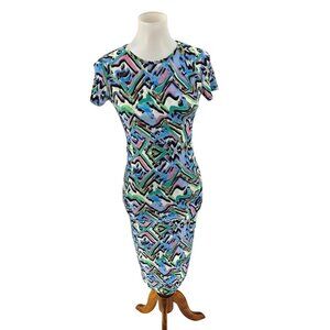 T-Bags Los Angeles Abstract Print Short Sleeve Midi Dress S, NWOT